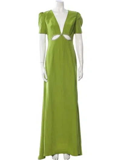 Pre-owned Mac Duggal V-neck Long Dress W/ Tags In Green