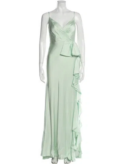Pre-owned Mac Duggal V-neck Long Dress W/ Tags In Green