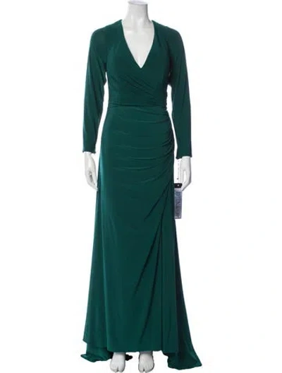 Pre-owned Mac Duggal V-neck Long Dress W/ Tags In Green