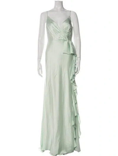 Pre-owned Mac Duggal V-neck Long Dress W/ Tags In Green