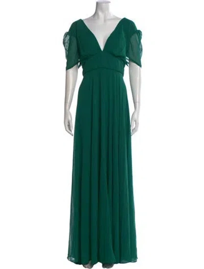 Pre-owned Mac Duggal V-neck Long Dress W/ Tags In Green