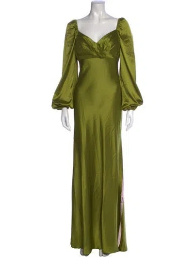 Pre-owned Mac Duggal V-neck Long Dress W/ Tags In Green