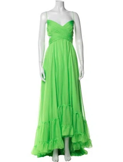Pre-owned Mac Duggal V-neck Long Dress W/ Tags In Green