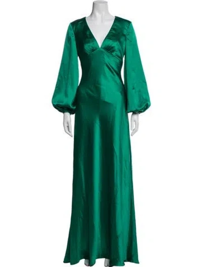 Pre-owned Mac Duggal V-neck Long Dress W/ Tags In Green