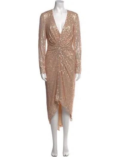 Pre-owned Mac Duggal V-neck Long Dress W/ Tags In Neutral