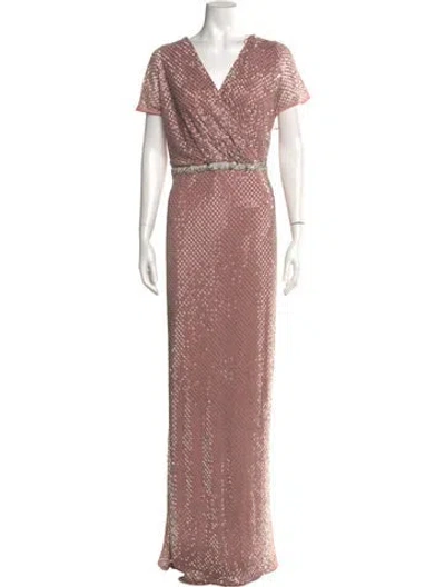 Pre-owned Mac Duggal V-neck Long Dress W/ Tags In Pink