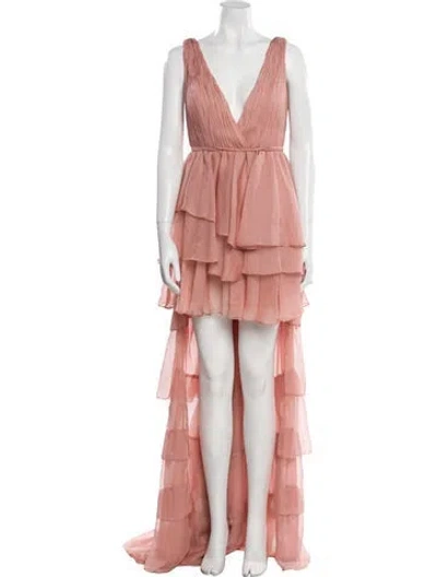 Pre-owned Mac Duggal V-neck Long Dress W/ Tags In Pink