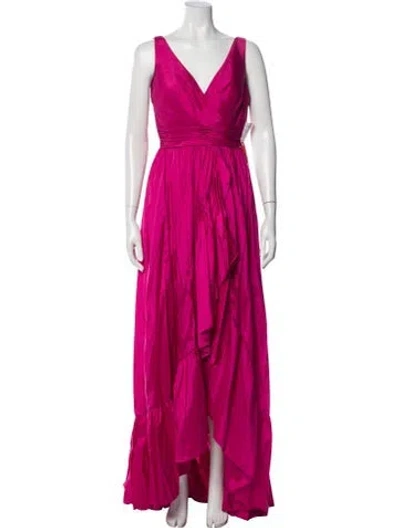 Pre-owned Mac Duggal V-neck Long Dress W/ Tags In Pink