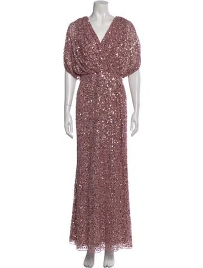 Pre-owned Mac Duggal V-neck Long Dress W/ Tags In Pink