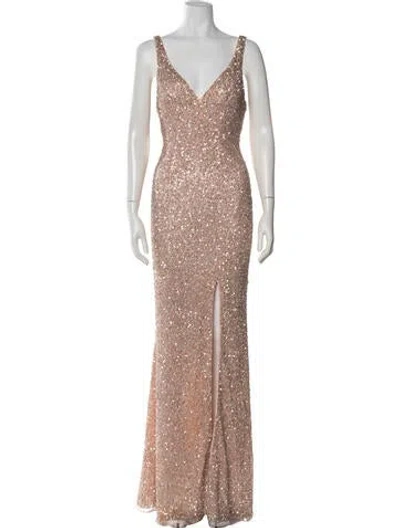 Pre-owned Mac Duggal V-neck Long Dress W/ Tags In Pink