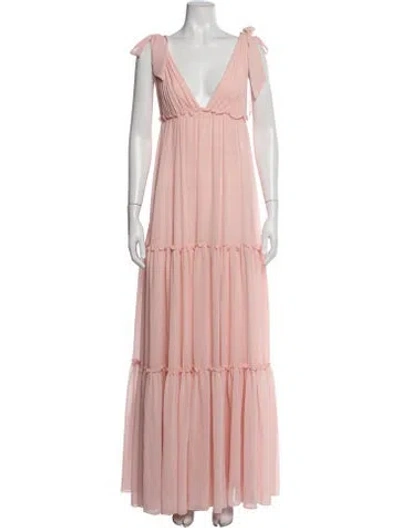 Pre-owned Mac Duggal V-neck Long Dress W/ Tags In Pink