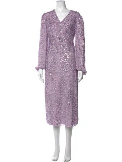 Pre-owned Mac Duggal V-neck Long Dress W/ Tags In Purple