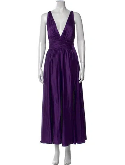 Pre-owned Mac Duggal V-neck Long Dress W/ Tags In Purple