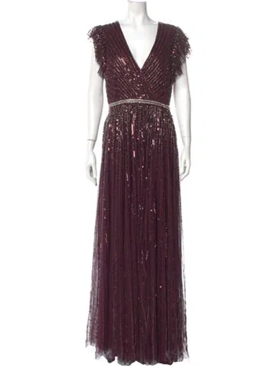 Pre-owned Mac Duggal V-neck Long Dress W/ Tags In Purple