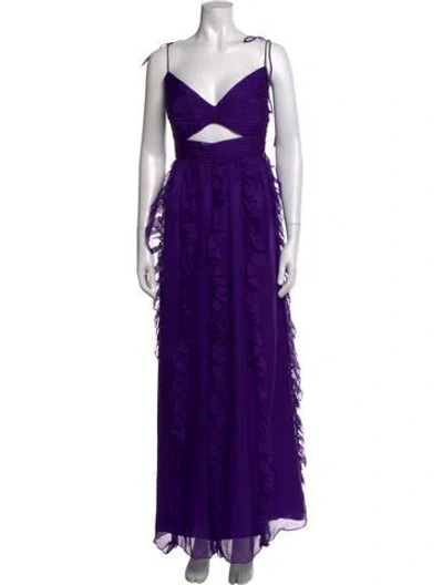 Pre-owned Mac Duggal V-neck Long Dress W/ Tags In Purple