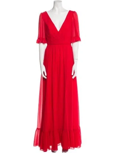 Pre-owned Mac Duggal V-neck Long Dress W/ Tags In Red