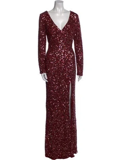 Pre-owned Mac Duggal V-neck Long Dress W/ Tags In Red