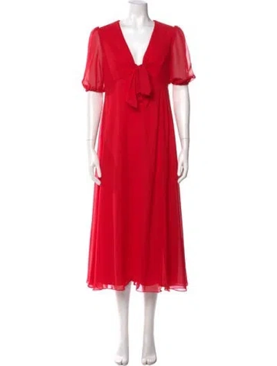 Pre-owned Mac Duggal V-neck Long Dress W/ Tags In Red