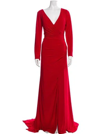 Pre-owned Mac Duggal V-neck Long Dress W/ Tags In Red