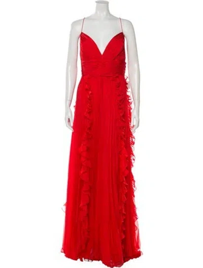 Pre-owned Mac Duggal V-neck Long Dress W/ Tags In Red