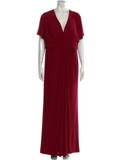 Pre-owned Mac Duggal V-neck Long Dress W/ Tags In Red