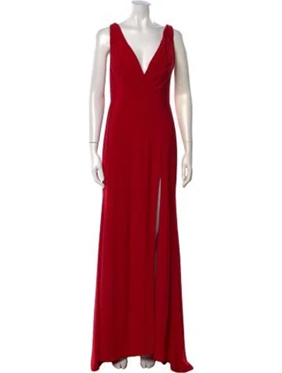 Pre-owned Mac Duggal V-neck Long Dress W/ Tags In Red