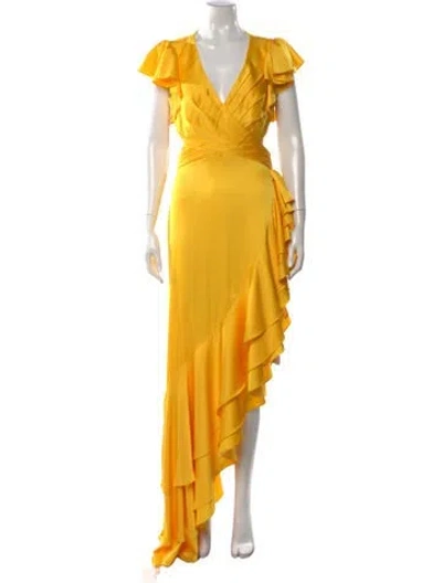 Pre-owned Mac Duggal V-neck Long Dress W/ Tags In Yellow