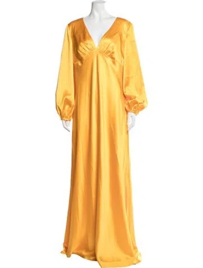 Pre-owned Mac Duggal V-neck Long Dress W/ Tags In Yellow