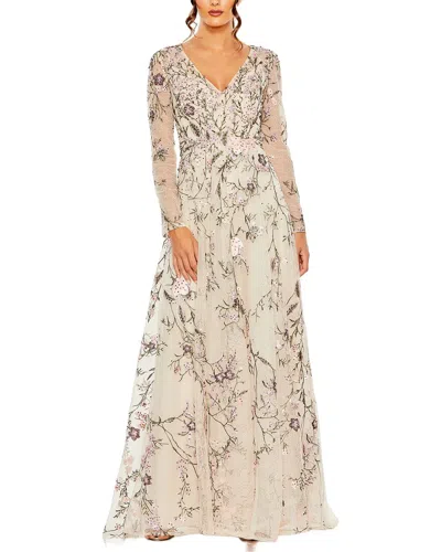Mac Duggal 20480 Long Sleeve Formal Floral Evening Dress In Pink