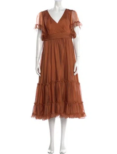 Pre-owned Mac Duggal V-neck Midi Length Dress