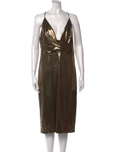 Pre-owned Mac Duggal V-neck Midi Length Dress