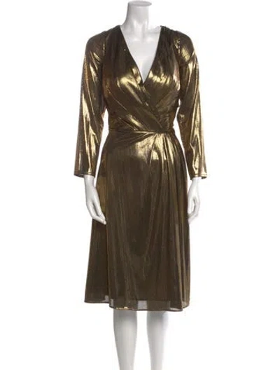 Pre-owned Mac Duggal V-neck Midi Length Dress W/ Tags In Multi