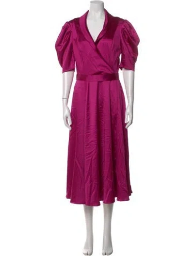 Pre-owned Mac Duggal V-neck Midi Length Dress W/ Tags In Pink