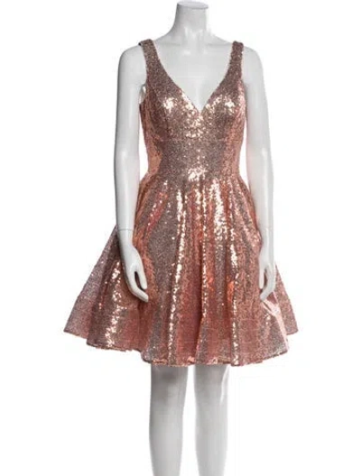 Pre-owned Mac Duggal V-neck Mini Dress