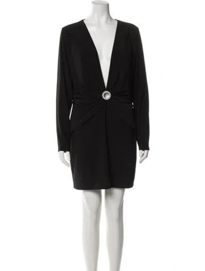 Pre-owned Mac Duggal V-neck Mini Dress In Black