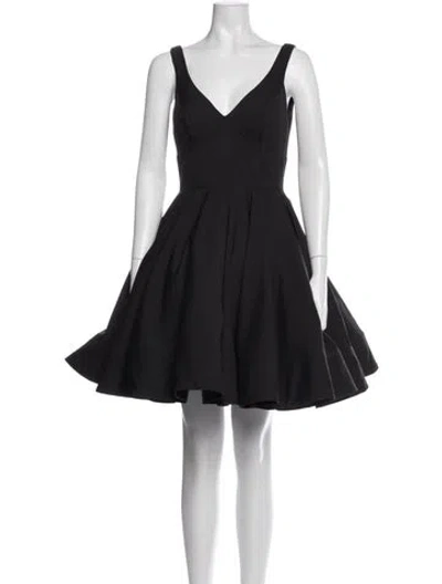 Pre-owned Mac Duggal V-neck Mini Dress In Black