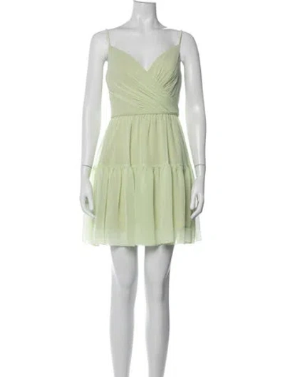 Pre-owned Mac Duggal V-neck Mini Dress In Green