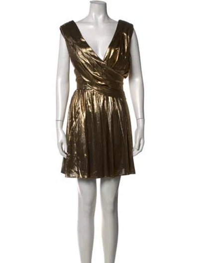 Pre-owned Mac Duggal V-neck Mini Dress In Multicolor
