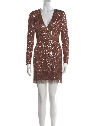 Pre-owned Mac Duggal V-neck Mini Dress In Pink
