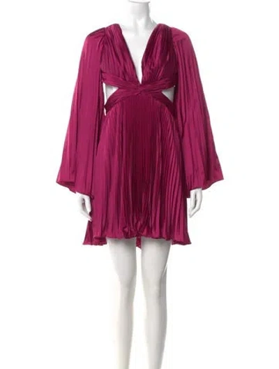 Pre-owned Mac Duggal V-neck Mini Dress In Pink
