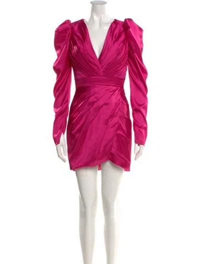 Pre-owned Mac Duggal V-neck Mini Dress In Pink