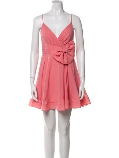 Pre-owned Mac Duggal V-neck Mini Dress In Pink