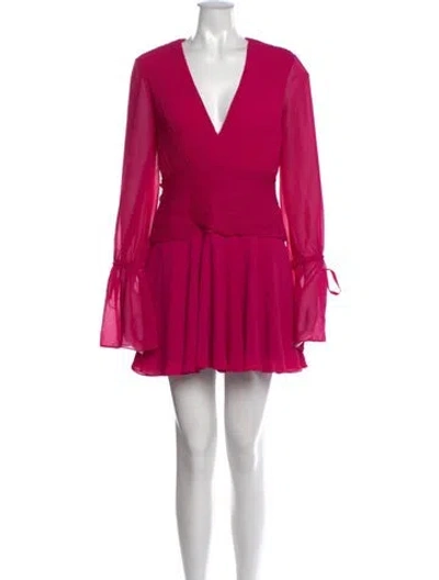 Pre-owned Mac Duggal V-neck Mini Dress In Purple