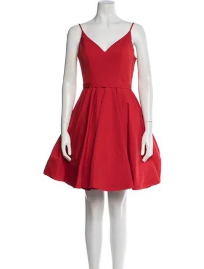 Pre-owned Mac Duggal V-neck Mini Dress In Red