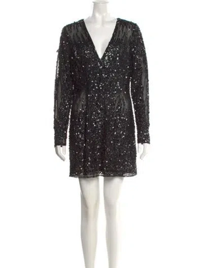 Pre-owned Mac Duggal V-neck Mini Dress W/ Tags In Black