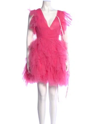 Pre-owned Mac Duggal V-neck Mini Dress W/ Tags In Pink