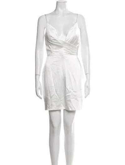 Pre-owned Mac Duggal V-neck Mini Dress W/ Tags In White