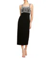 Mac Duggal Fitted Embellished Column Midi Dress In Black