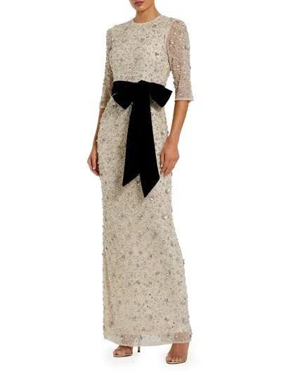 Mac Duggal 94166 Long Formal Sequin Mother Of The Bride Dress In Neutral