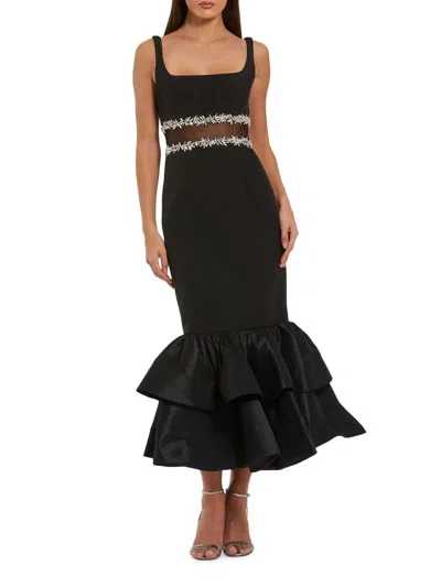 Mac Duggal Women's Beaded Mermaid Midi-dress In Black